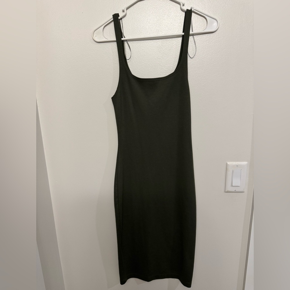 Olive green fitted pencil dress